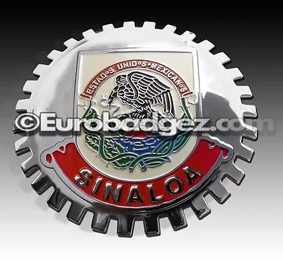1- NEW Chrome Front Grill Badge Mexican Flag Spanish MEXICO MEDALLION SINALOA • $19.99