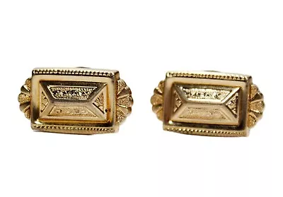 Antique Victorian Yellow Gold Filled Etched Ornate Men's Cufflinks • $42.74