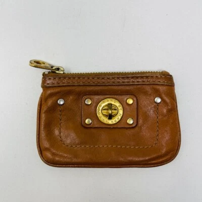 $24.16 • Buy Marc By Marc Jacobs Coin Key Holder Purse Leather Brown Tan Turnlock Zip Ring 