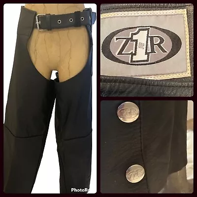 Z1R Black Leather Women’s Motorcycle Chaps Medium Large • $29.99