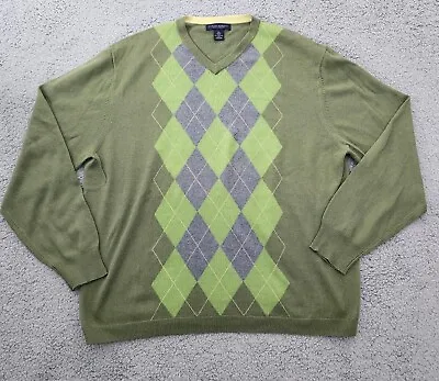Banana Republic Sweater Cashmere Mens XL Wool Argyle Green Diamond Mr. Rogers • $14.39