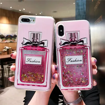 For Various Phone Glitter Quicksand Bling Perfume Bottle Women Soft Case Cover • £3.59