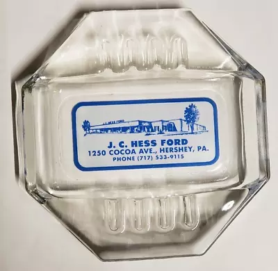 Vintage - J.C. Hess Ford - Hershey PA Glass Ashtray - NEVER USED - SEE ALL Pics • $24.99