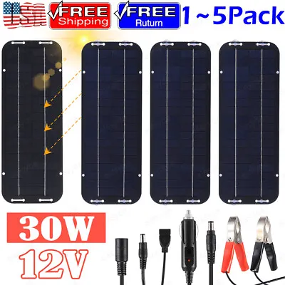 30W Solar Panel 12V Trickle Charge Battery Charger Maintainer Marine RV Car LOT • $23.35