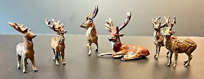 ANTIQUE Vintage CHRISTMAS Cast Metal GERMANY Lead REINDEER Deer PUTZ Lot (6) • $59