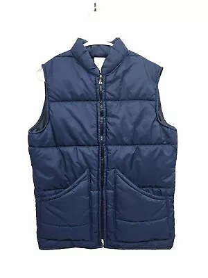 Men’s Vintage ‘70’s Zero Zone Puffer Quilted Blue Ski Vest Nylon Size Medium  • $15