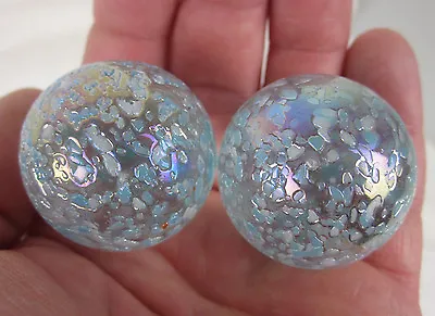2 BOULDERS 35mm SNOWFLAKE Marbles Glitter Speckled Glass Ball LARGE HUGE • $9.95