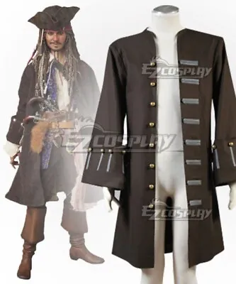 Pirates Of The Caribbean Halloween Captain Jack Sparrow Coat Cosplay Costume • £39.96