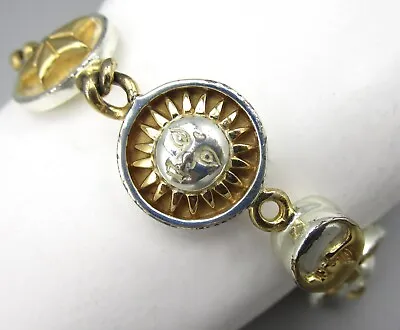 Unusual Sergio Bustamante Mexican Sterling Sun & Moon Link Bracelet • £154.40