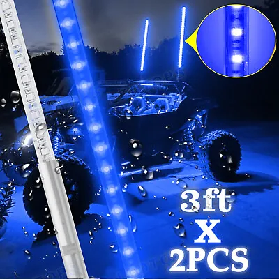 3FT Blue LED Whip Light For UTV ATV Accessories RZR Can-Am Polaris Antenna 2PC • $59.99