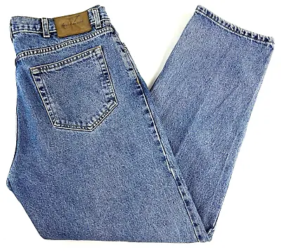 Vintage Calvin Klein Mens Jeans Easy Fit Relaxed USA Made Blue Stone Wash 38x32 • $72.99