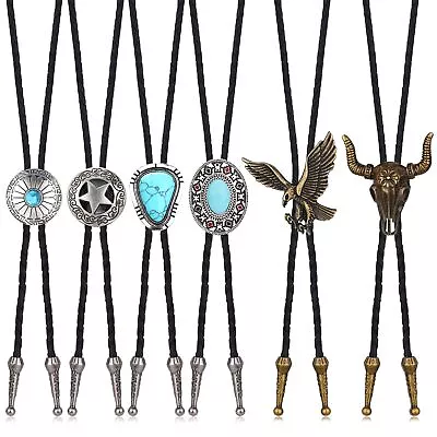 6Pcs Handmade Bolo Tie For Men Western Cowboy Leather Necktie Native American • $29.61