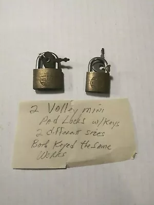 2 Vintage VOLLEY Miniature Padlocks With Keys - 2 Different Sizes • $8.99