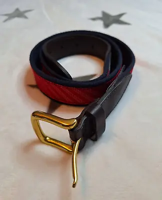 Vineyard Vines Men's Belt Red Stripes With Navy Band Gold Buckle Size 36 • $15.96