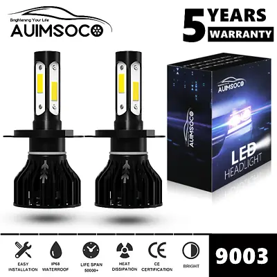 9003 H4 LED Headlight Bulbs Kit 10000W 1000000LM Hi/Lo Beam Super Bright White • $25.99