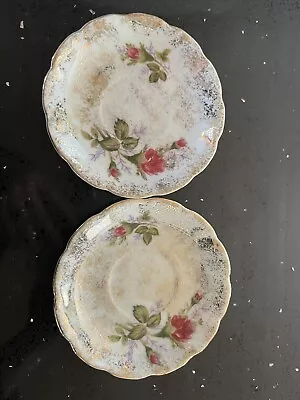 Vintage Betson Hand Painted Demitasse Saucer Set Of 2 • $20