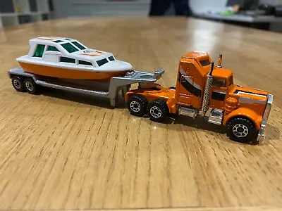 Matchbox KENWORTH AERODYNE Boat Transporter Die-Cast Model - Very Good Condition • £15