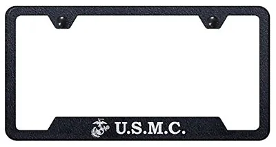 U.S. Marine Corps Rugged Finish Black Stainless Steel License Plate Frame • $38.99