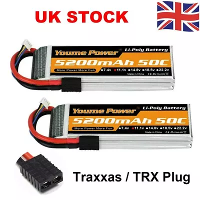 2pcs Youme 11.1V 5200mAh 3S TRX 50C LiPo Battery For RC Car Helicopter Drone FPV • £48.99