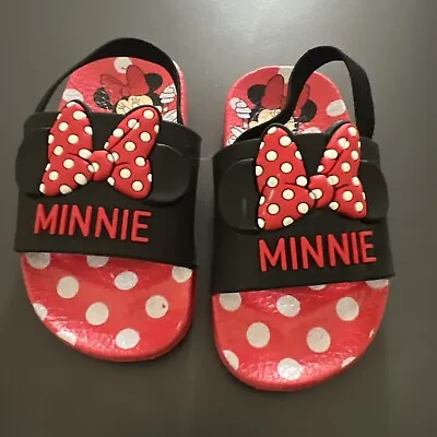 Disney Minnie Mouse Sliders Sandals Black Summer Slipper PRIMARK Uk 5 Toddler • £5