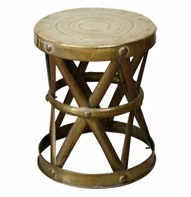 Mid Century Hammered Brass Stool / Side Table • $650