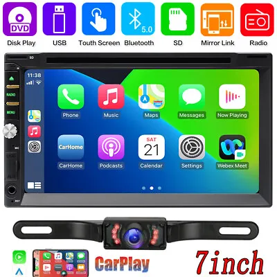 $119.96 • Buy 7  Car Radio Stereo DVD CD Player Bluetooth FM USB Double 2DIN Carplay Head Unit