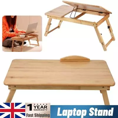 Multi-Function Stand Adjustment Foldable Bamboo Laptop Table Cooling Holder Desk • £14.99