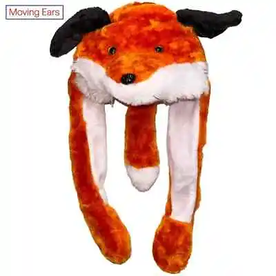 Plush Fleece Animal Hat RED FOX With MOVING EARS And TAIL With Ear Muffs • $10