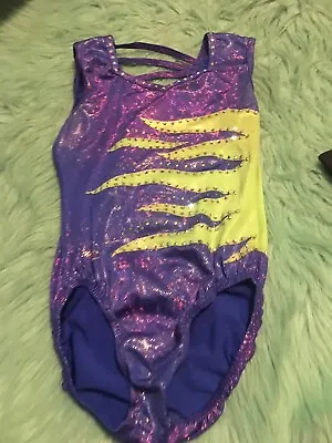 $25 • Buy Dreamlight Leotard Size Child 10-12 Gorgeous  Purple /Green With Crystals Front