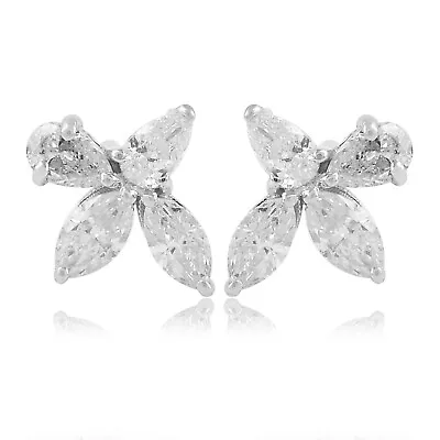 Natural H/SI Marquise Pear Diamond Stud Earrings 18k White Solid Gold 0.61 Ct. • $530.63