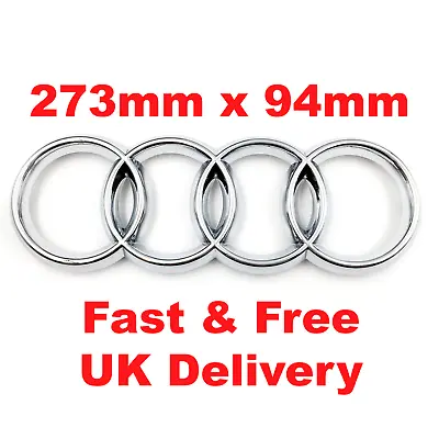 £9.99 • Buy NEW Audi Chrome Silver Rings Front Grille Badge Emblem A3 A4 A5 A6 S3 RS3 273mm