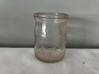 Vintage Antique ELM FARM Sour Cream Embossed Glass Jar - Pink Hue • $14