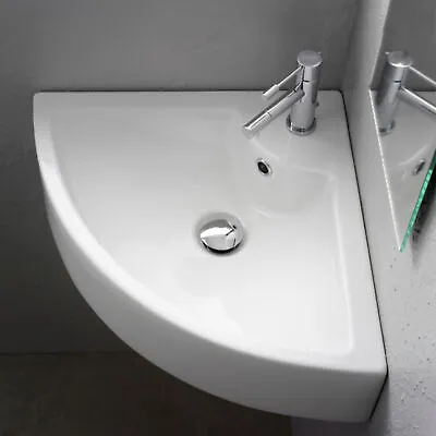 Small Corner Wall Mount Bathroom Sink 435mm*320mm*320mm Mini Vanity Vessel Sink • £29.90