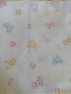 Vintage Nursery Pastel Fabric Material Blocks Teddy Bear Craft Sewing 1 + Yards  • $32