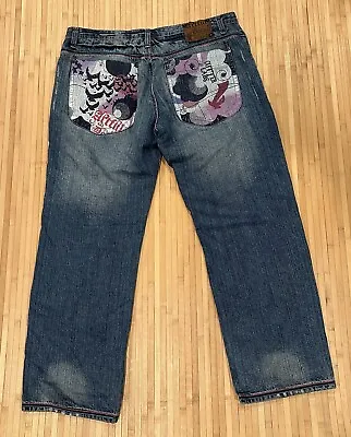 Artful Dodger Jeans Mens Size 42 (40x32) Pink Purple Blue Straight Leg Denim Y2K • $55