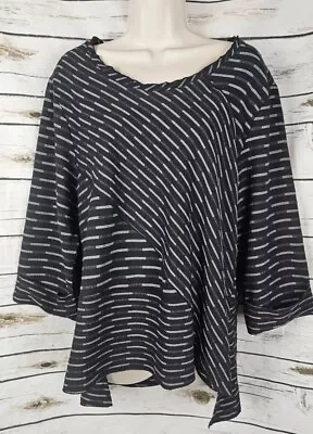 Habitat Clothes To Live In Tunic Top M Black Striped Rayon Popover Tunic Bias • $19.99