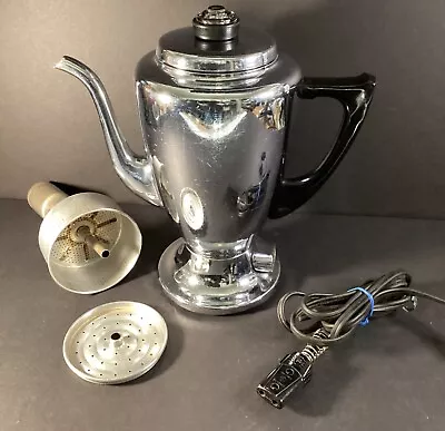 Mirro-Matic 112M Electric Percolator Coffee Pot Maker VTG Art Deco Style 8 Cup • $34.99
