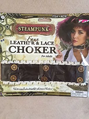 Steampunk Faux Leather & Lace Choker -costume Accessory Victorian Dress Up-NEW • $7.39