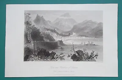 ITALY Salerno Town & Harbor - 1860s Original Antique Print • $32.50