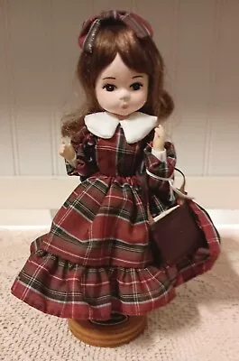 Big Eyes Bradley Doll Miss September Plaid Dress And Wood Stand • $9.99