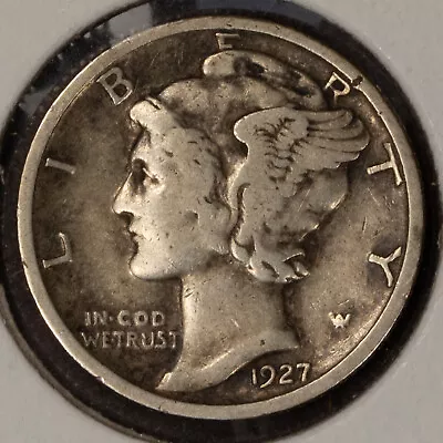 1927 10c Mercury Silver Dime - Fine - Value Coin - SKU-T4351 • $6.75