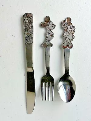VTG Disney Stainless Mickey Minnie & Donald Duck Fork/Spoon/Knife Set By Bonny • $45