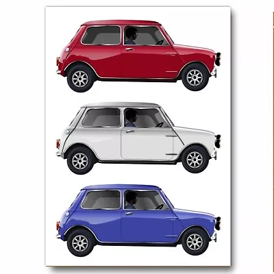 Mini Car 3 Colours Ideal For Man Cave Or Garage Artwork Printed On Sheet Metal • £4.99