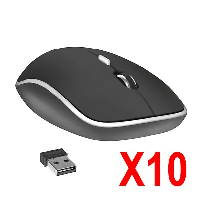 Lot Of 10 2.4GHz Wireless Cordless Optical Mouse Mice USB PC Laptop Black • $55.99