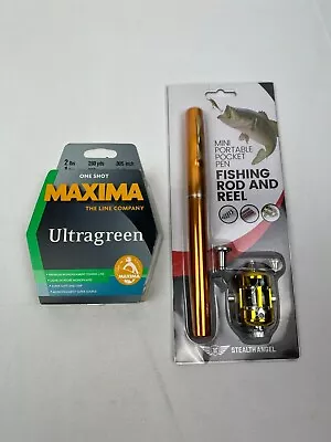 Mini Portable Pocket Pen Fishing Rod And Reel By Stealth Angel Line Bundle • $18.99