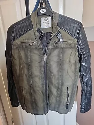 RedRidge Mens Biker Style Jacket  Size Small.  Black/Khaki • £6.99
