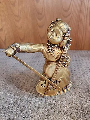 Vintage BORGHESE Collector's Chalk-ware Gold Guilded Girl Chello • $30