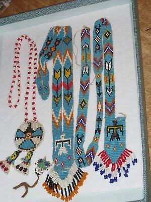 Vintage Native American Bead Beaded Jewelry Lot Necklace (986V) • $19.99