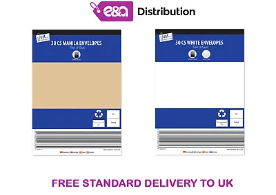 C5 Envelopes White/Manila Brown Peel And Seal 229mm X 168mm 80gsm Pack Of 30 • £3.25