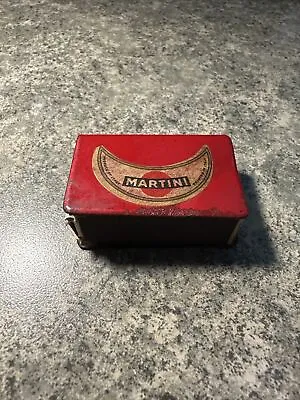 Vintage Match Book Box Holder Metal Tin Design With Martini Logo Red Enamel • $3.99